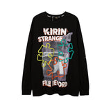 Mens Fall Outfits Autumn Portrait Graffiti Printing Long Sleeve T-shirt Men Oversize