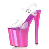 Hot Pink Heels Pink Solid Color High Heel Transparent Sandals Fish Mouth