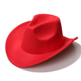Cowgirl Hats Autumn and Winter Black Woolen Jazz Top Hat Male Ladies' National Style Felt Cap Broad-Brimmed Hat