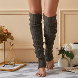 Winter Chunky Cable Thick Knit Thigh High Socks Long Stockings Boot Knitted Solid Color Bunching Socks