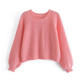 Women Fall Pullover Knitted Sweater round Neck Loose Sweater