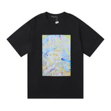 Purple Brand T Shirts Landscape Painting Abstract Oil Painting Printing Men's and Women's Loose Casual Short-Sleeved T-shirt