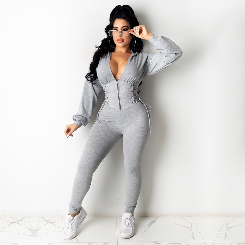 Jumpsuit Sweatshirt Sports Suit Autumn and Winter Tight Jumpsuit