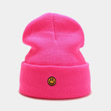 Smiley Face Cap Cute Smiling Face Embroidery Knitted Hat