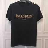 T Shirt Balmain T-shirt Short Sleeve Women's Clothing Cotton round Neck Letter Half Sleeve