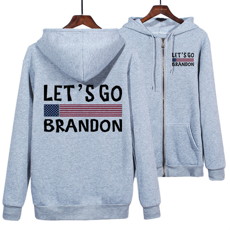 Let'S Go Brandon Hoodie English Letters Fashion Hooded Zipper Sweatshirt