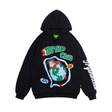 Mens Fall Outfits Hooded Long Sleeve Sweater Men's and Women's Pullover Cartoon Foam Printed Loose Top