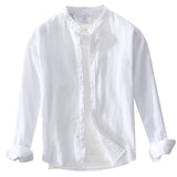 White Work Shirts Autumn Cotton and Linen Men Long Sleeve Shirt Top