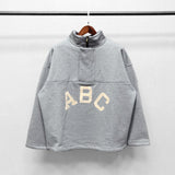 Fog Fear Of God Essentials Sweatshirt Half Zip Sweatshirt ABC Flocked Printed Stand Collar Pullover