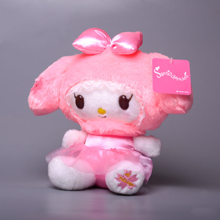 My Melody Plush Girly Heart Cute Cartoon White Pink Bow Melody Plush Toy Doll Children Doll Kulomi