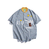 Baggy Baseball Jersey Summer Grid Letter Printing Men Loose Baseball Uniform
