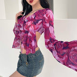 Music Festivals Rave Outfits Girls Tops Summer Women's Fashion Slim Print T-shirt for Women