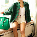 Brown Cropped Varsity Jacket Loose Baseball Uniform Coat