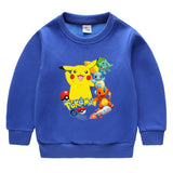 Children Pokemon Pikachu Hoodie Autumn Winter Solid Color with Fur Thick Warm Winter Clothing Top
