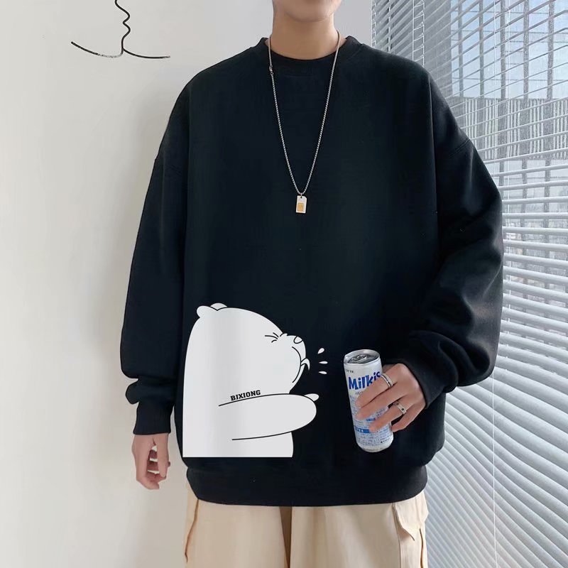 Men Sweatshirts Hoodless Sweater Men's Spring and Autumn Baggy Coat