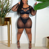 Nina Parker Black Dress plus Size Sexy Long Sleeve Narrow Dress