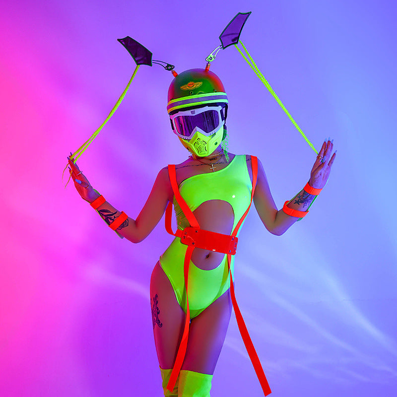 Women Rave Outfits Tops Sexy Casual Fashionable Fluorescent Siamese Stage Wear