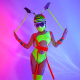 Women Rave Outfits Tops Sexy Casual Fashionable Fluorescent Siamese Stage Wear