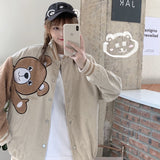The Bears Varsity Jacket Double-Layer Jacket Women's Jacket Bear Baseball Uniform Autumn and Winter Special-Interest Design Jacket