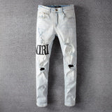 Amiri Jeans Casual Hip Hop Painted Slim Jeans Men