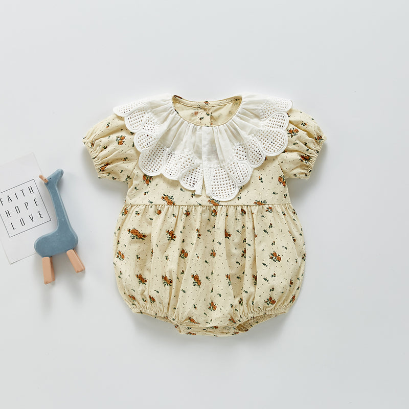 Summer Rompers Floral Jumpsuit Lapel Romper