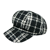 Check Beret Hat Classic Style Military Cap Fashionable Stylish Plaid