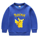 Children Pokemon Pikachu Hoodie Autumn Winter Solid Color with Fur Thick Warm Winter Clothing Top