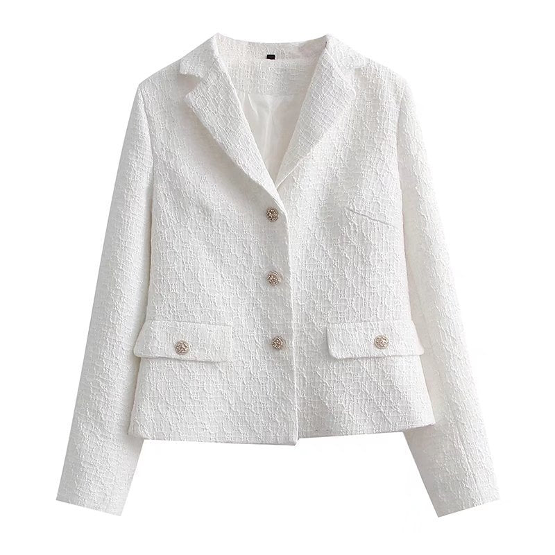 Women Fall Fall Fall Texture Short Casual Suit Jacket Single-Breasted Top