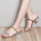 Women Open Toe Sandals Flats Summer Chunky Heel Slippers Fashion Sandals