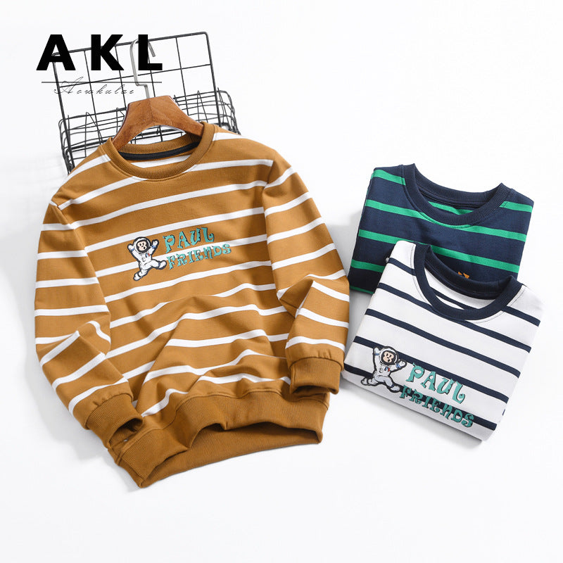 Children Boy Hoodie Spring Boys' Long-Sleeved Sweater Cartoon Terry