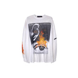 Mens Fall Outfits Printed Long-Sleeved T-shirt Men's Oversize Top