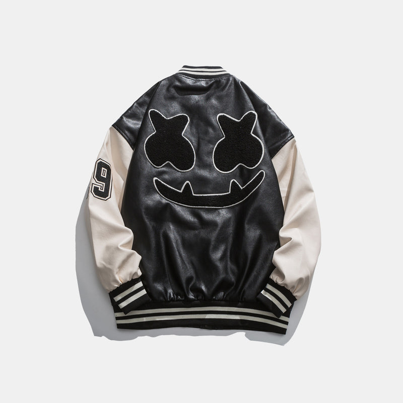 Orange Varsity Jacket Spring and Autumn Embroidered Leather Jacket Youth Men's Clothing Sports Baseball Clothing Jacket