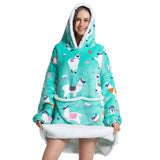 Hoodies Blankets Lengthen and Thicken Homewear Pajamas Flannel