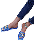 Women Open Toe Sandals Flats Plus Size Summer Metal Chain Women's Sandals Women's Shoes