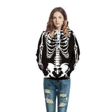 Skeleton Varsity Jacket 3D Digital Printing Loose-Fitting Hoodie