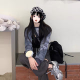 Check Beret Hat Women 'S Black And White Plaid Painter Cap