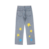 Mens Fall Outfits Loose Printed Wide-Leg Pants Autumn Drape