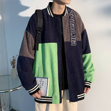 Corduroy Varsity Jacket Corduroy Jacket Men's Spring and Autumn Color Contrast Patchwork Baseball Uniform Casual Loose Embroidered Jacket