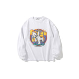 Mens Fall Outfits Thin Sweater Male and Female Couples Wear Loose Leopard Print Letters Printed Crew Neck Top