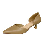 Nude Block Heels Pointed Toe Wine Glass Heel Work Shoes