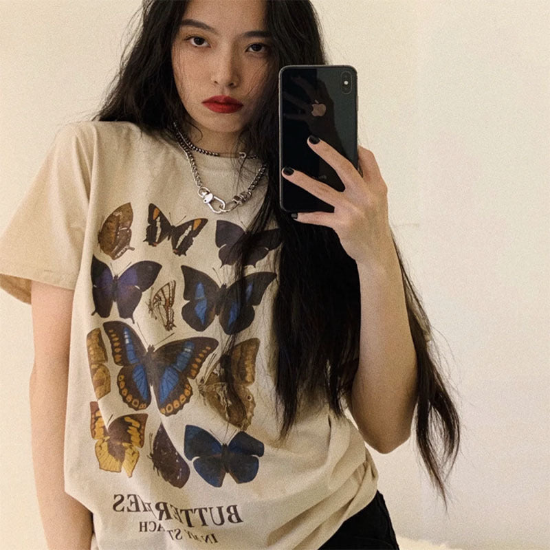 Preppy Aesthetic T Shirt Vintage Printed T-shirt Women's Short Sleeve