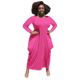 Nina Parker plus Size Dresses round Neck Long Sleeve Hem plus Size Dress