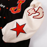 Vintage Letterman Jacke Embroidery Stitching PU Leather Jacket for Men and Women Hip-Hop Street Loose Baseball Uniform Autumn Coat