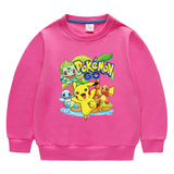 Children Pokemon Pikachu Hoodie Spring and Autumn round Neck Sweatshirt Cotton