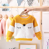 Girl Pullover Sweaters Autumn and Winter Cartoon Velvet Padded Thickened Sweater