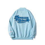 Baby Blue Varsity Jacket Retro Hip Hop Baseball Uniform Jacket Men and Women