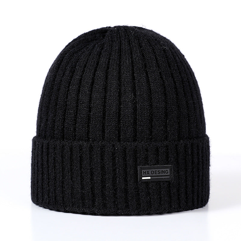 Mens Winter Hats Autumn and Winter Solid Color Outdoor Leisure Wool Hat Thickened Warm Knitted Hat