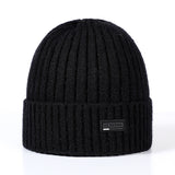 Mens Winter Hats Autumn and Winter Solid Color Outdoor Leisure Wool Hat Thickened Warm Knitted Hat