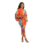 Nina Parker Graffiti Dress Batwing Sleeve Pleated Dress Reverse