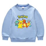 Children Pokemon Pikachu Hoodie Spring and Autumn Solid Color Cotton Sweater